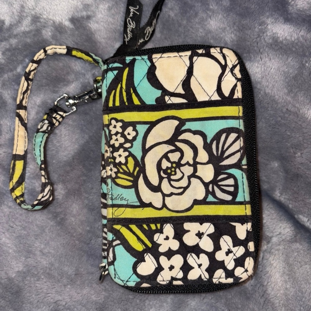 Vera Bradley Floral Phone Wristlet - Black, Green, White